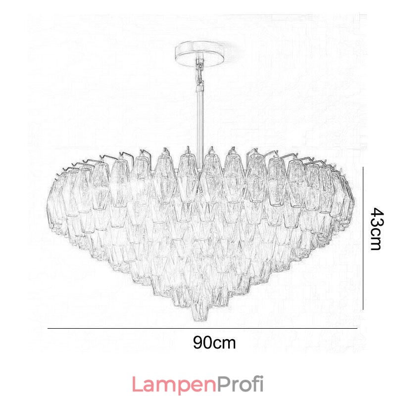 Amerikanische Pendelleuchte Glas Deckenleuchte Bernstein Transparent 90cm 14 Lichter