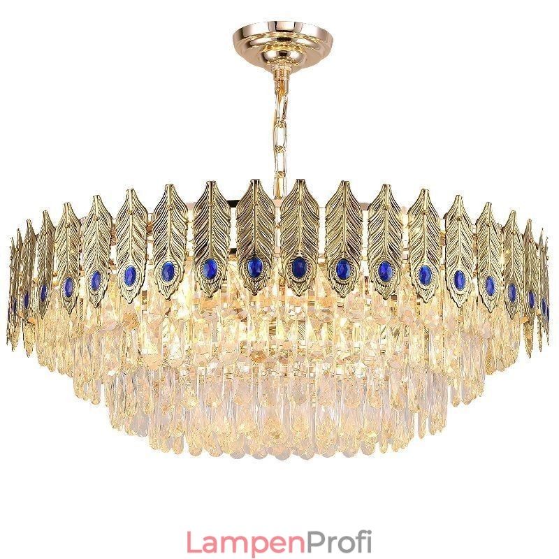 Goldene Feder Kristall Pendelleuchte Duplex Dekorative Deckenleuchte