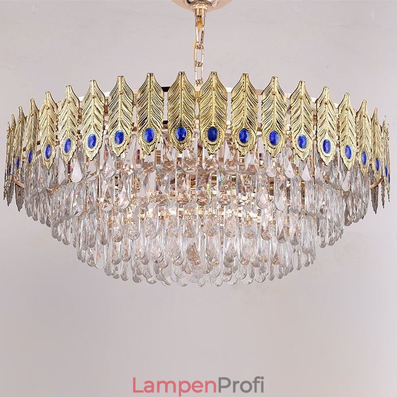 Goldene Feder Kristall Pendelleuchte Duplex Dekorative Deckenleuchte