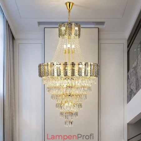 Konische Kristall-Pendelleuchte, exquisite, dekorative Duplex-Deckenleuchte