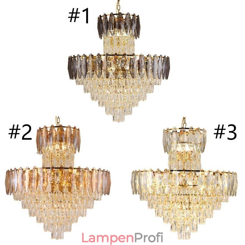 Konische Kristall-Pendelleuchte, Duplex, dekorative Deckenleuchte, 80 cm