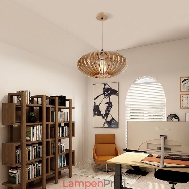 Deckenleuchte aus Lindenholz, 17 cm, ovaler Lampenschirm aus Holz