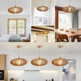 Deckenleuchte aus Lindenholz, 17 cm, ovaler Lampenschirm aus Holz