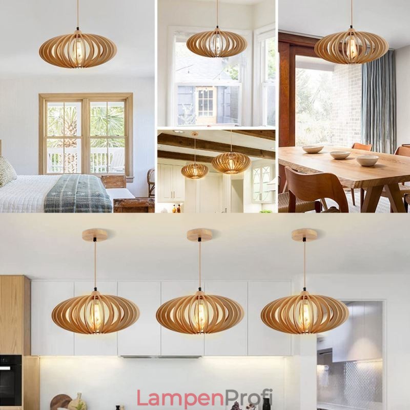 Deckenleuchte aus Lindenholz, 17 cm, ovaler Lampenschirm aus Holz