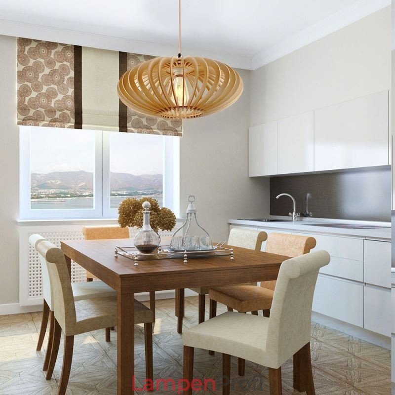 Deckenleuchte aus Lindenholz, 17 cm, ovaler Lampenschirm aus Holz