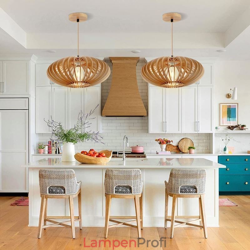 Deckenleuchte aus Lindenholz, 17 cm, ovaler Lampenschirm aus Holz