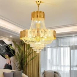 Gold Kristall Pendelleuchte Elegante Dekorative Deckenleuchte