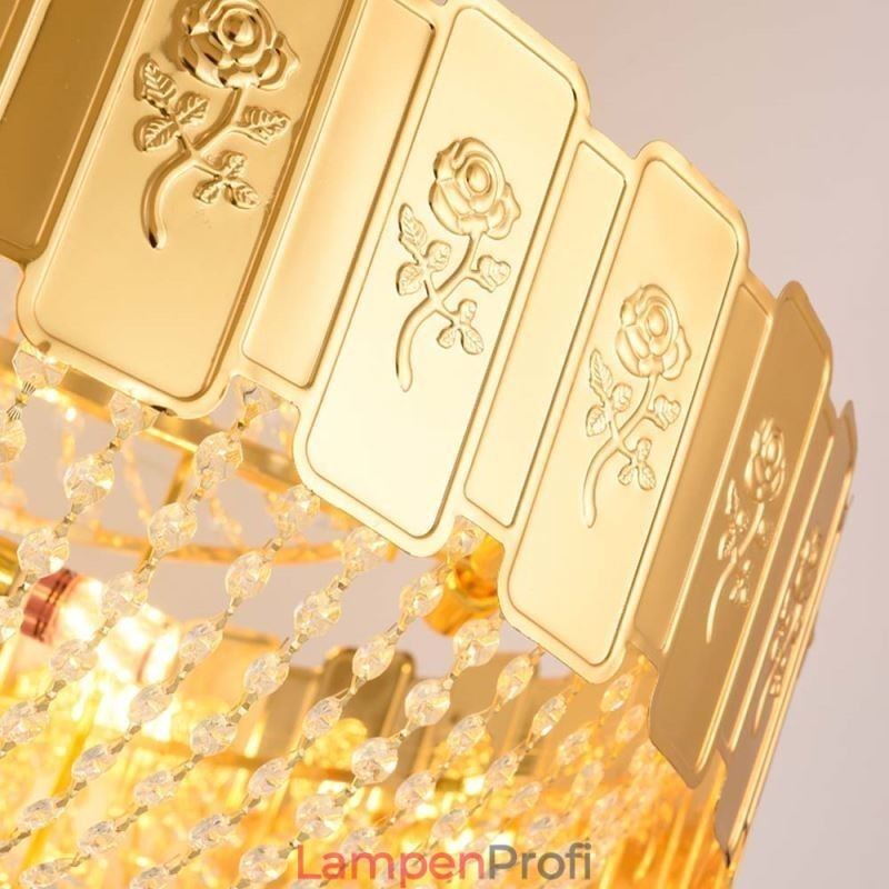 Gold Kristall Pendelleuchte Elegante Dekorative Deckenleuchte