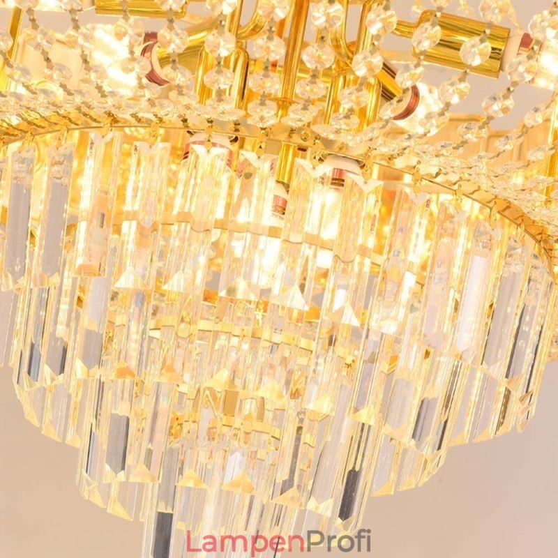 Gold Kristall Pendelleuchte Elegante Dekorative Deckenleuchte