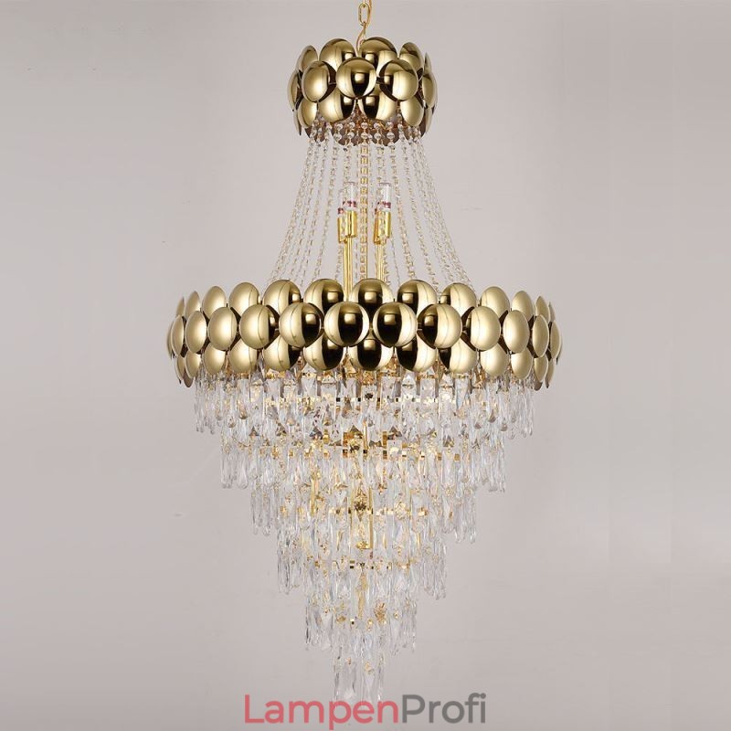 Kristall Pendelleuchte Galvanisiertes Gold Duplex Luxus Dekorative Deckenleuchte 80cm
