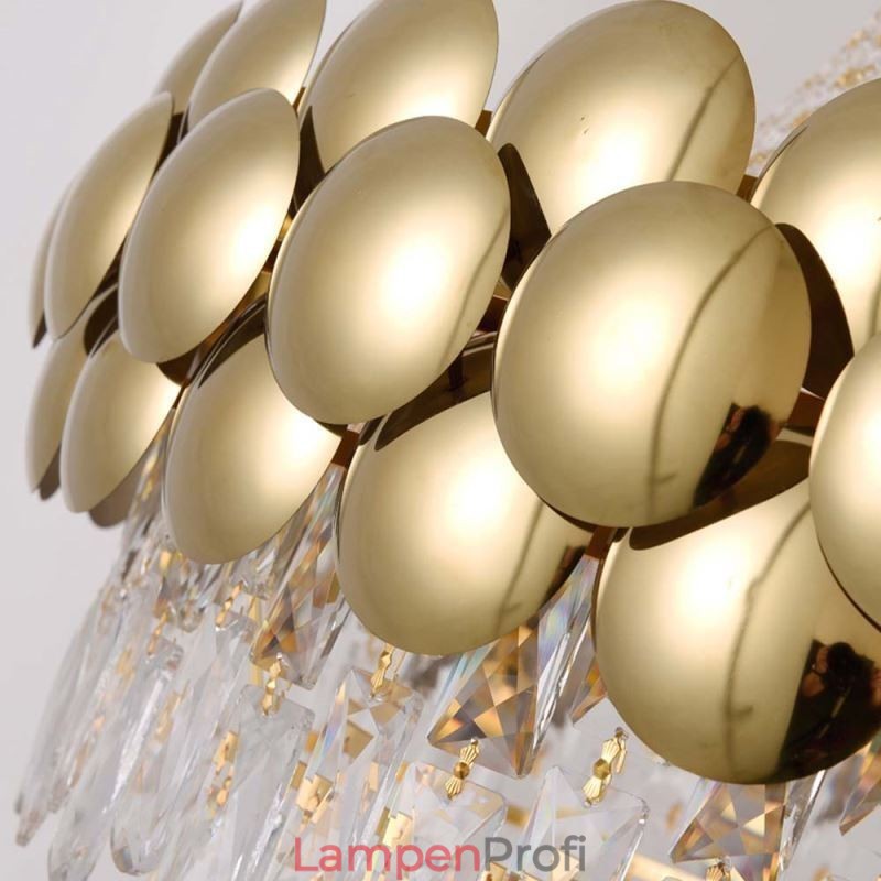 Kristall Pendelleuchte Galvanisiertes Gold Duplex Luxus Dekorative Deckenleuchte 80cm