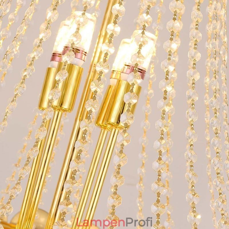 Kristall Pendelleuchte Galvanisiertes Gold Duplex Luxus Dekorative Deckenleuchte 80cm