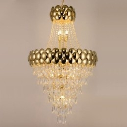 Kristall Pendelleuchte Galvanisiertes Gold Duplex Luxus Dekorative Deckenleuchte 80cm