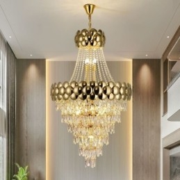 Kristall Pendelleuchte Galvanisiertes Gold Duplex Luxus Dekorative Deckenleuchte 80cm