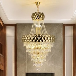 Kristall Pendelleuchte Galvanisiertes Gold Duplex Luxus Dekorative Deckenleuchte 80cm