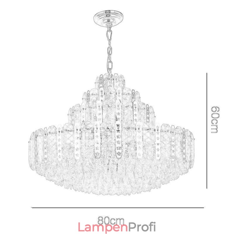 Kristall-Pendelleuchte 4. Etage Luxus-Dekrative Deckenleuchte mit goldenem Hohleisenblech