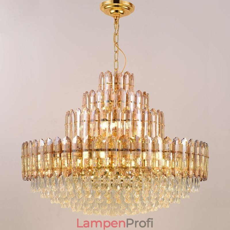 Kristall Pendelleuchte Vier Schichten Luxus Dekorative Deckenleuchte 80cm