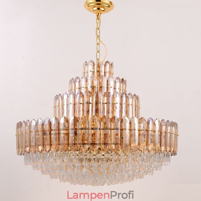 Kristall Pendelleuchte Vier Schichten Luxus Dekorative Deckenleuchte 80cm