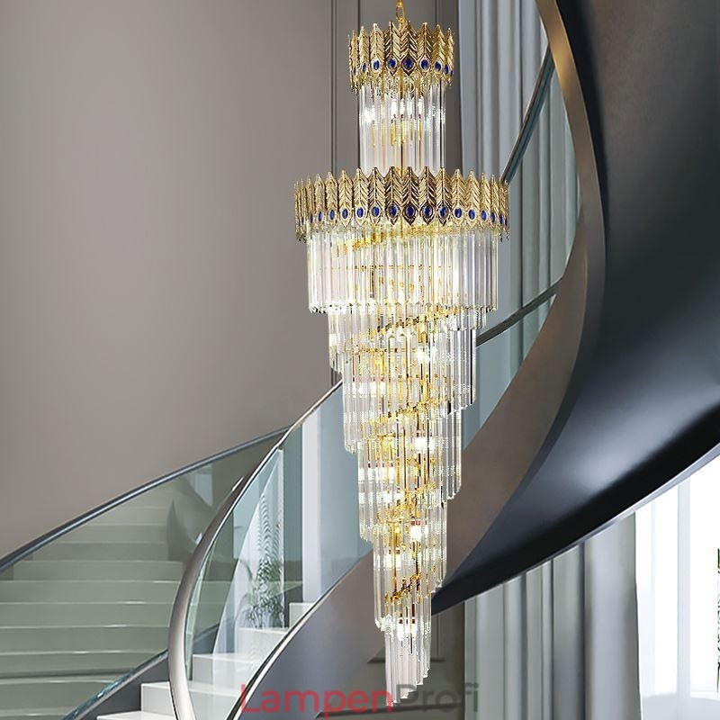 Gold Kristall Pendelleuchte Galvanisiert Gold Phoenix Schwanz Lampenschirm Deckenleuchte