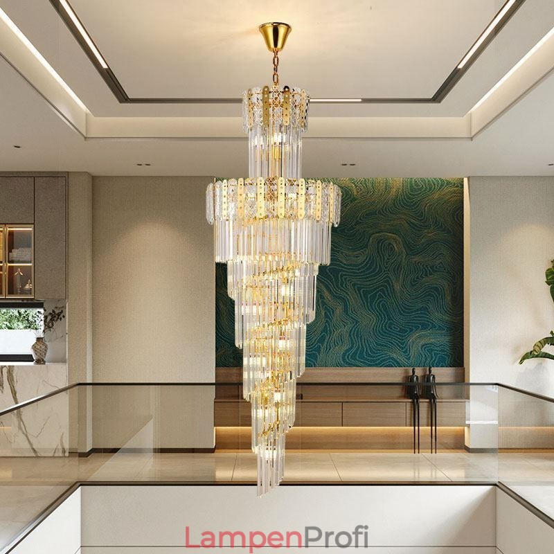 Gold Kristall Pendelleuchte Luxuriöse Dekorative Deckenleuchte 60*H180cm