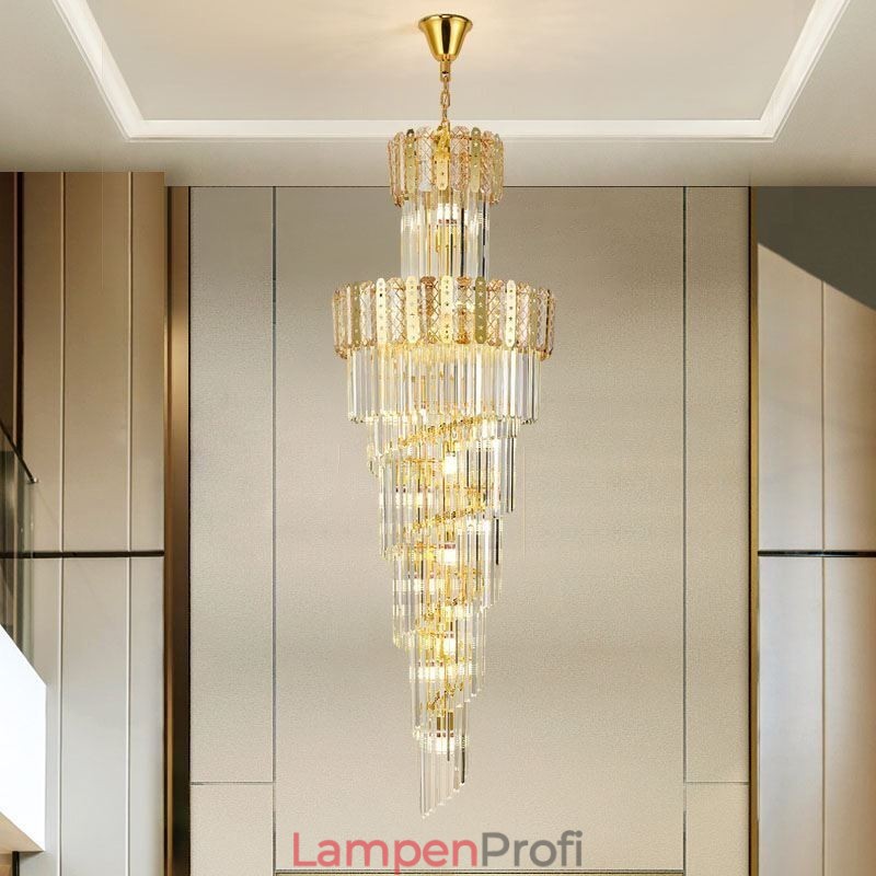 Gold Kristall Pendelleuchte Luxuriöse Dekorative Deckenleuchte 60*H180cm