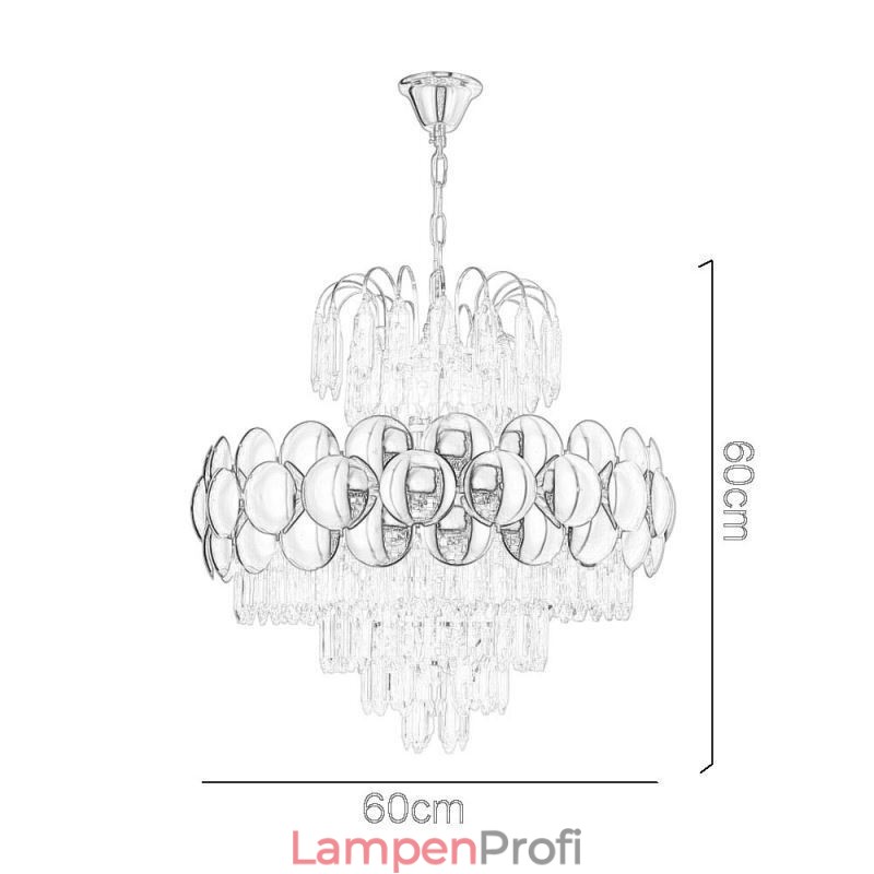 Kristall Pendelleuchte Galvanisiertes Gold Luxus Dekorative Deckenleuchte 60cm