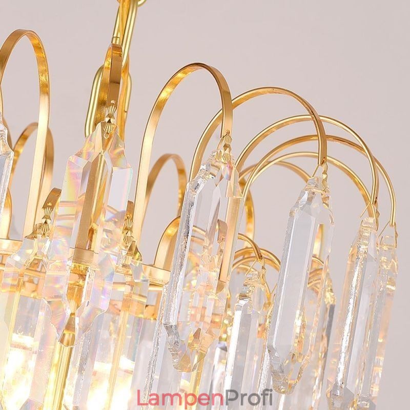 Kristall Pendelleuchte Galvanisiertes Gold Luxus Dekorative Deckenleuchte 60cm