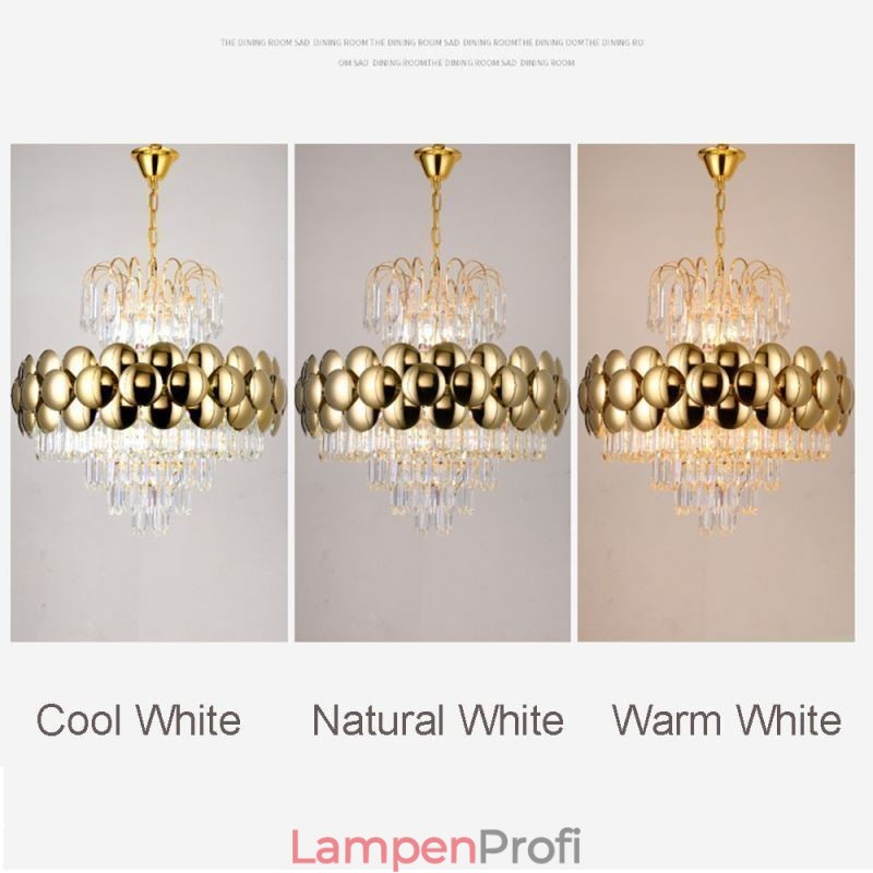 Kristall Pendelleuchte Galvanisiertes Gold Luxus Dekorative Deckenleuchte 60cm