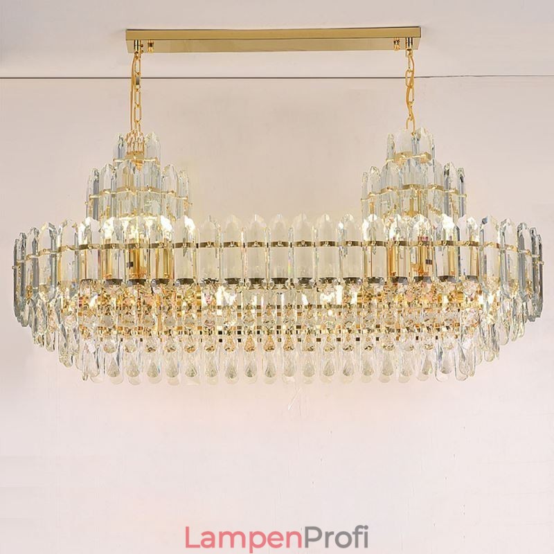 Kristall Pendelleuchte Rechteckig Luxus Dekorative Deckenleuchte 100cm