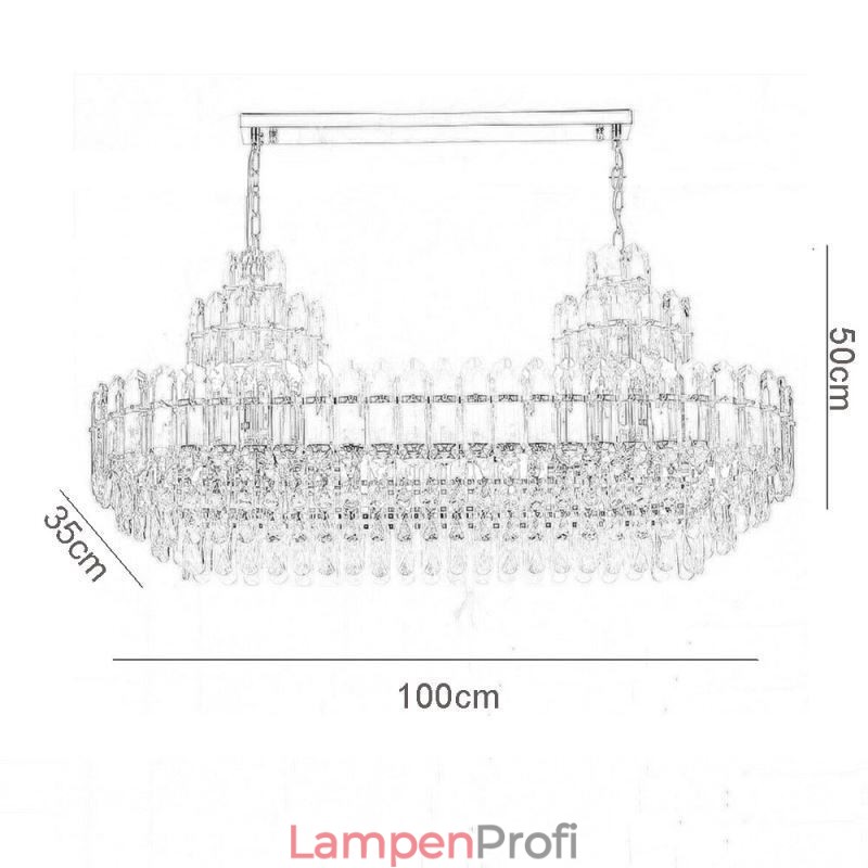 Kristall Pendelleuchte Rechteckig Luxus Dekorative Deckenleuchte 100cm