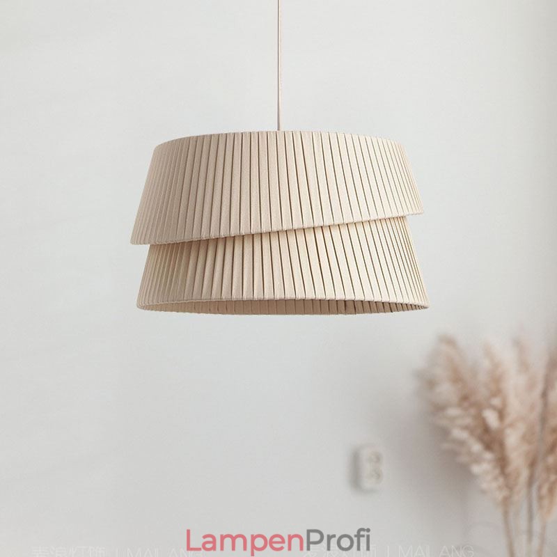 Pendelleuchte Französisch Creme Stil Doppelschicht Stoff Lampenschirm Deckenlampe