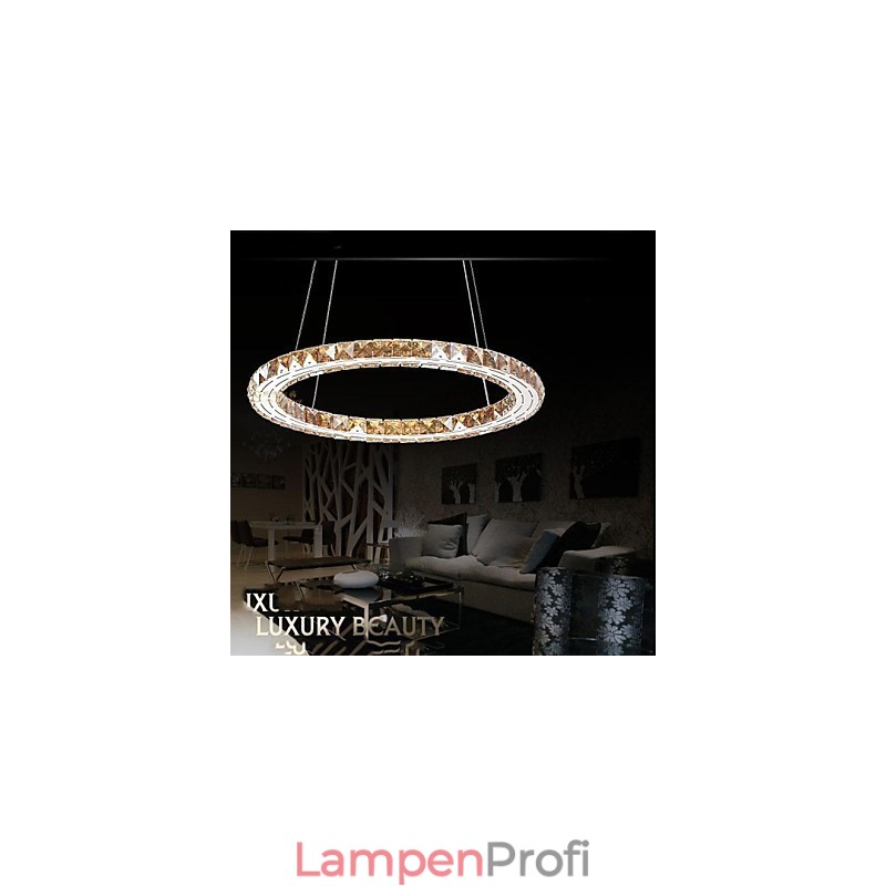 Kristall Pendelleuchte Beleuchtung Lampen Moderne Leuchten Bernstein K9 Kristall Rund Einzelring 30CM