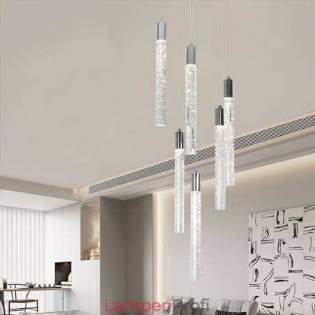 Pendelleuchte Chrom Kristallsäule Cluster Deckenleuchte Pendelleuchte Chrom Kristallsäule Cluster Deckenleuchte