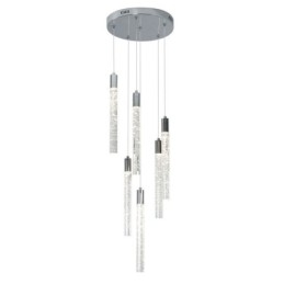 Pendelleuchte Chrom Kristallsäule Cluster Deckenleuchte