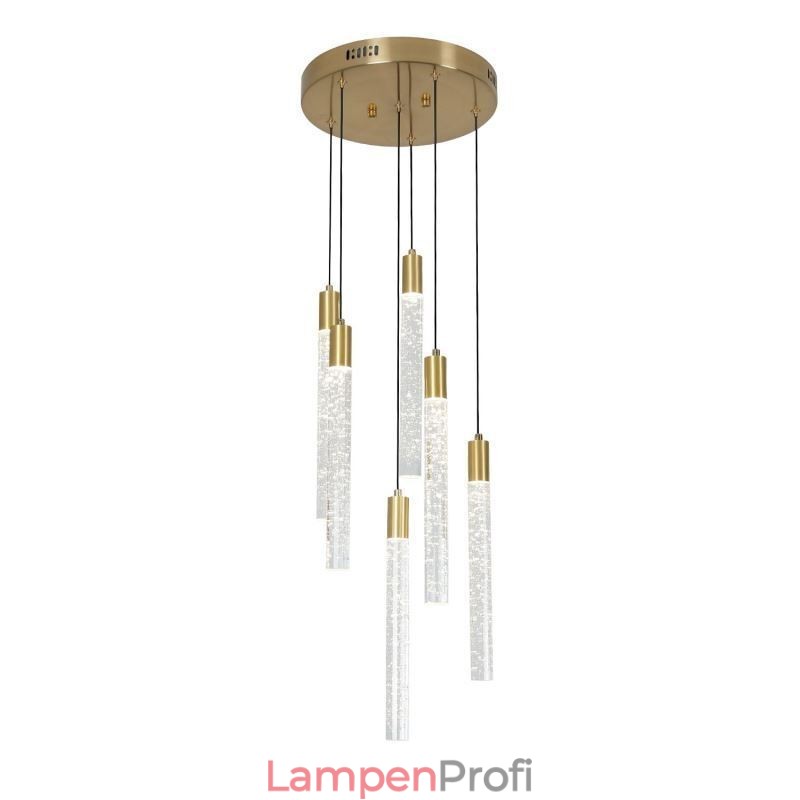 Pendelleuchte Kupfer Kristallsäule Cluster Deckenleuchte
