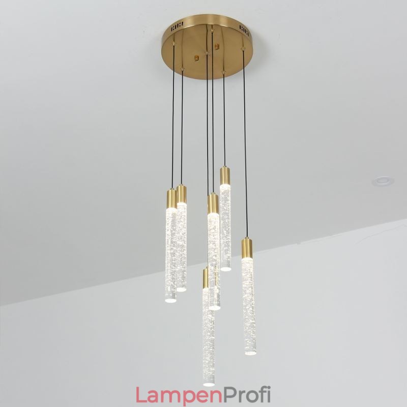 Pendelleuchte Kupfer Kristallsäule Cluster Deckenleuchte