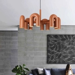 Pendelleuchte, rund, Schmiedeeisen, U-förmige Deckenleuchte, 90° drehbarer Schirm