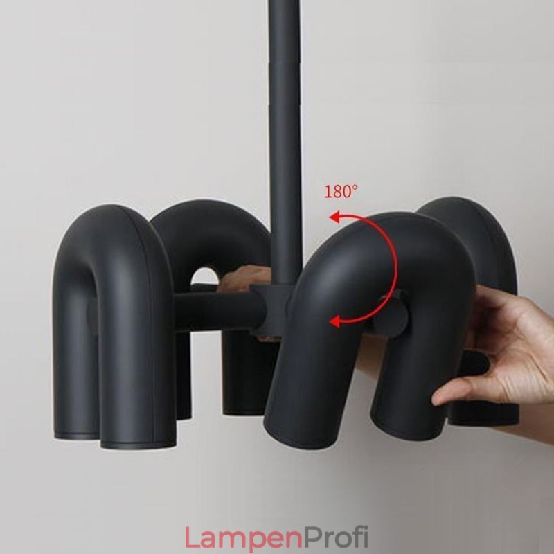 Pendelleuchte, rund, Schmiedeeisen, U-förmige Deckenleuchte, 90° drehbarer Schirm