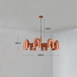 Pendelleuchte, rund, Schmiedeeisen, U-förmige Deckenleuchte, 90° drehbarer Schirm