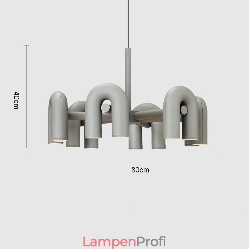 Pendelleuchte, rund, Schmiedeeisen, U-förmige Deckenleuchte, 90° drehbarer Schirm