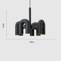 Pendelleuchte, rund, Schmiedeeisen, U-förmige Deckenleuchte, 90° drehbarer Schirm