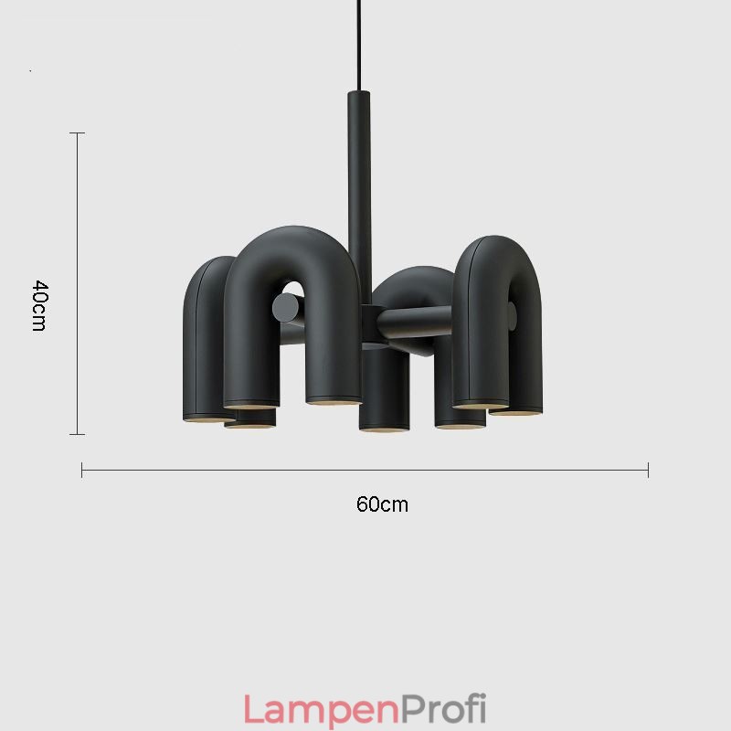 Pendelleuchte, rund, Schmiedeeisen, U-förmige Deckenleuchte, 90° drehbarer Schirm
