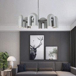 Pendelleuchte, rund, Schmiedeeisen, U-förmige Deckenleuchte, 90° drehbarer Schirm