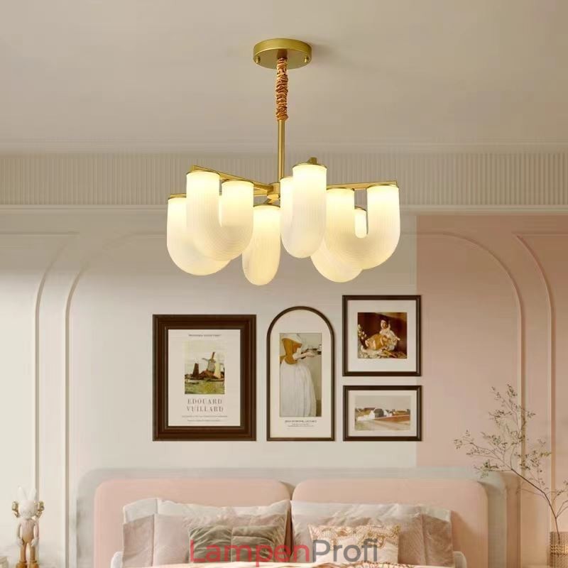 U-förmiger Kronleuchter, Pendelleuchte im französischen Creme-Stil