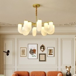 U-förmiger Kronleuchter, Pendelleuchte im französischen Creme-Stil