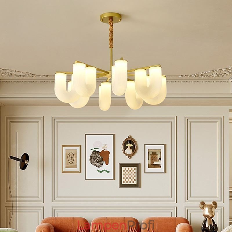 U-förmiger Kronleuchter, Pendelleuchte im französischen Creme-Stil