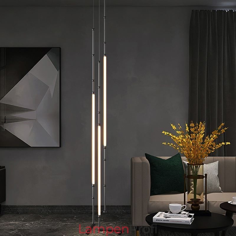Deckenleuchte Creative Line Bambus Hängeleuchte Schwarz Gold