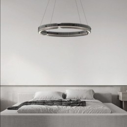 Kreis Pendelleuchte 60 80CM Glas Deckenleuchte Stufenlos Dimmbar Mit Fernbedienung