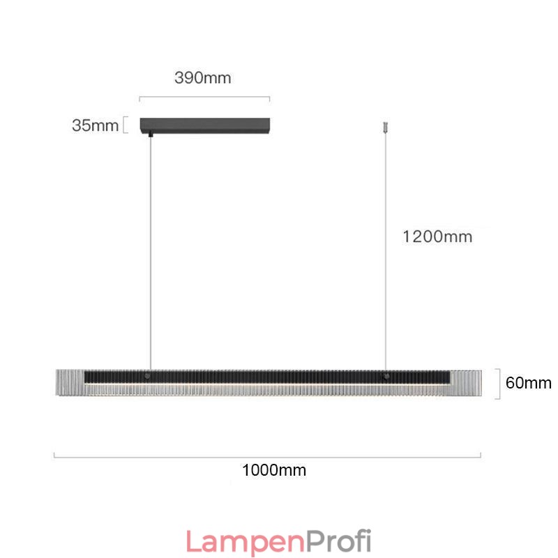 Pendelleuchte 100CM Glas Deckenleuchte Stufenlos Dimmbar Mit Fernbedienung