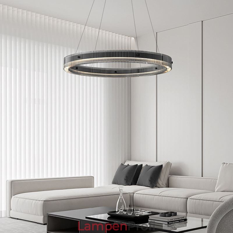 Glas Pendelleuchte 60 80CM Kreis Deckenleuchte Stufenlos Dimmbar Mit Fernbedienung